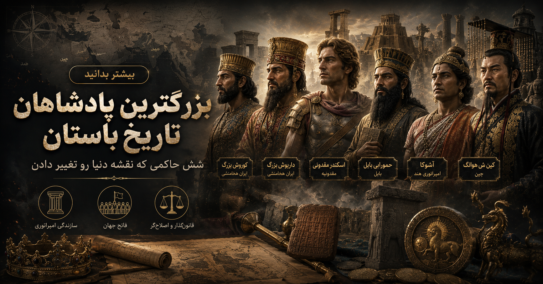 بزرگترین پادشاهان تاریخ باستان : شش حاکمی که نقشه دنیا رو تغییر دادن